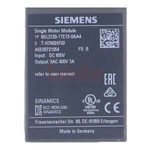 Siemens 6SL3120-1TE13-0AA4 / 6SL3 120-1TE13-0AA4 SINAMICS...