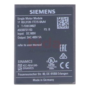 Siemens 6SL3120-1TE15-0AA4 / 6SL3 120-1TE15-0AA4 SINAMICS...