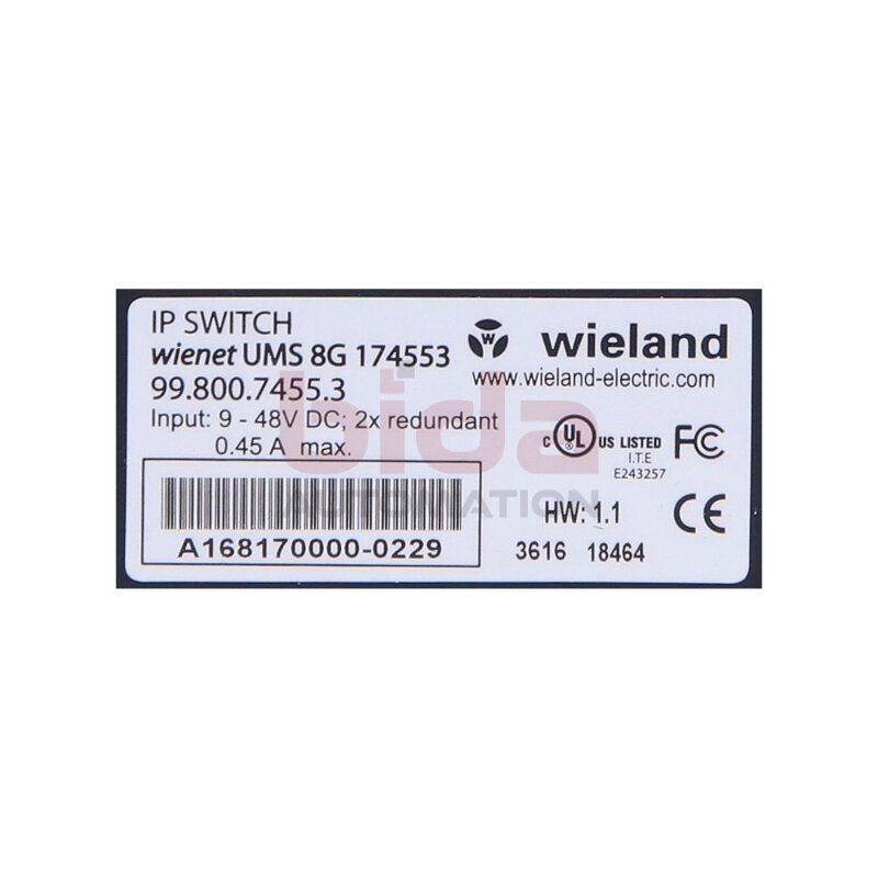 Wieland 99.800.7455.3 IP Switch  9-48V 0.45A