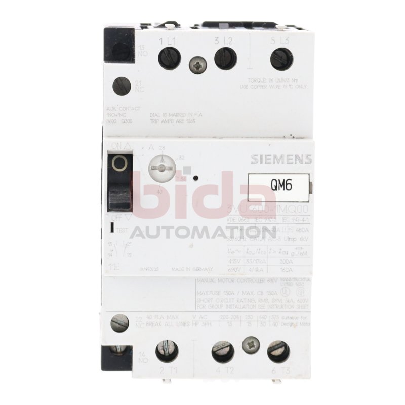 Siemens 3VU1600-1MQ00 Leistungsschalter Circuit Breaker 28-40A