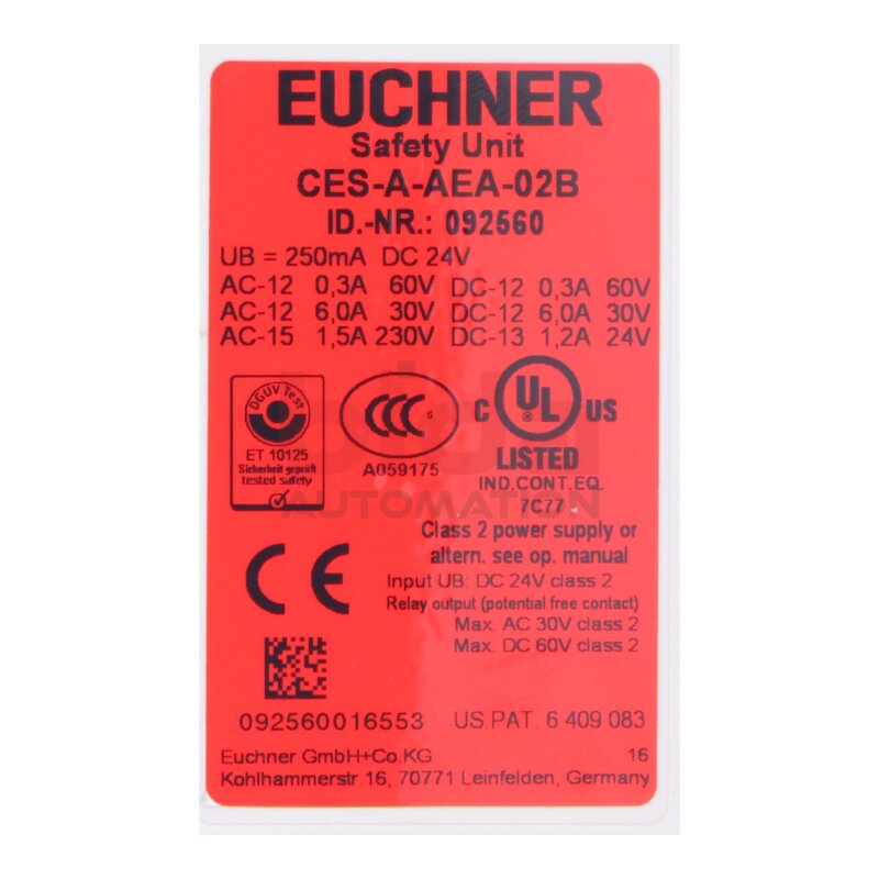 Euchner CES-A-AEA-02B (092560) Sicherheitseinheit / Safety unit 24V
