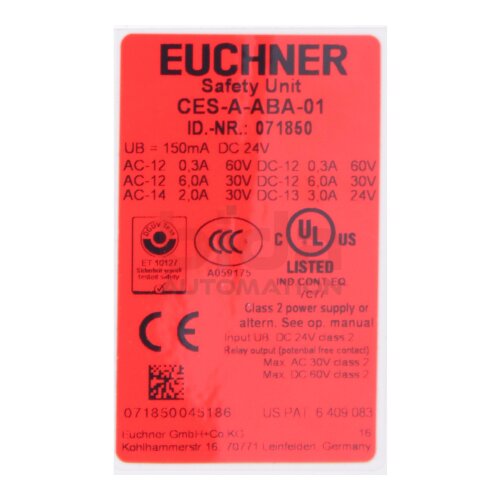Euchner CES-A-ABA-021 (071850) Sicherheitseinheit / Safety unit 24V