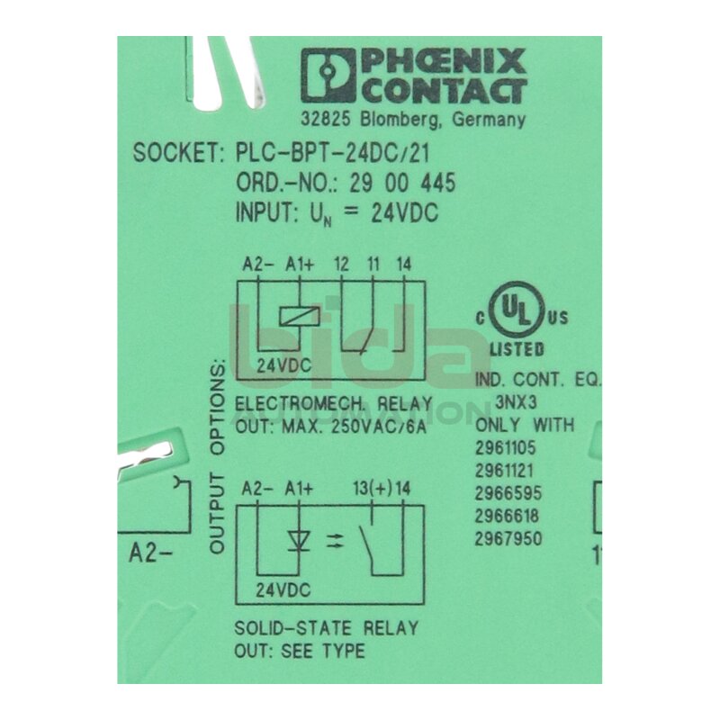 Phoenix Contact PLC-BPT-24DC/21 (2900445) Relaissockel / relay socket 24VDC 6A