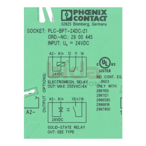 Phoenix Contact PLC-BPT-24DC/21 (2900445) Relaissockel / relay socket 24VDC 6A