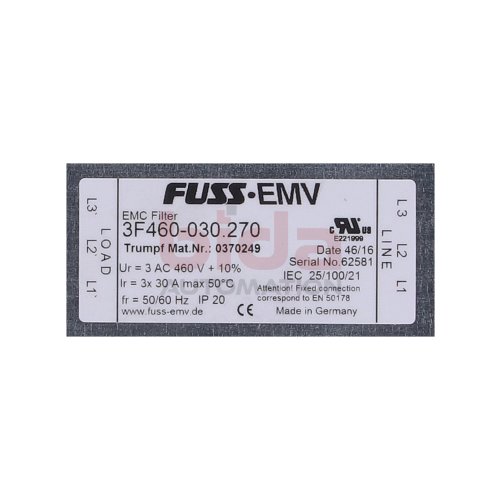 FUSS-EMV 3F460-030:270 EMC Filter 460V
