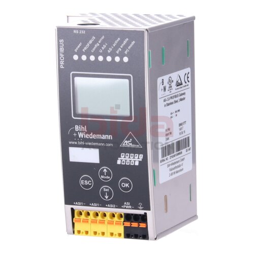 Bihl+Wiedemann BWU1777 AS-i 3.0 Profibus Gateway in Stainless Steel, 2-Master