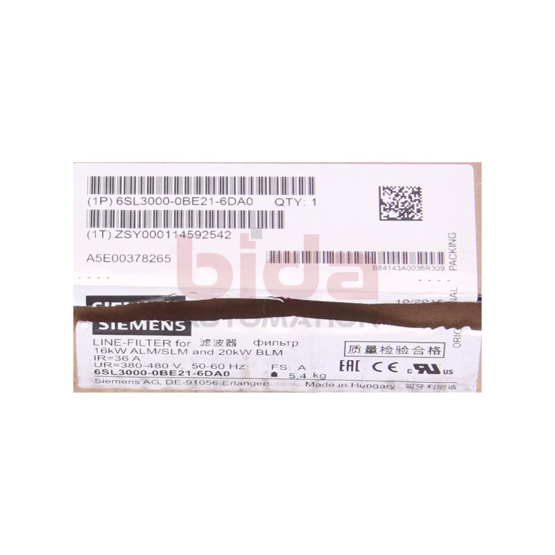Siemens 6SL3000-0BE21-6DA0 / 6SL3 000-0BE21-6DA0 SINAMICS/SIMODRIVE 611 Basic line Filter 380-480V