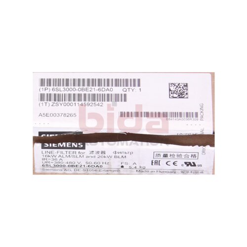 Siemens 6SL3000-0BE21-6DA0 / 6SL3 000-0BE21-6DA0 SINAMICS/SIMODRIVE 611 Basic line Filter 380-480V