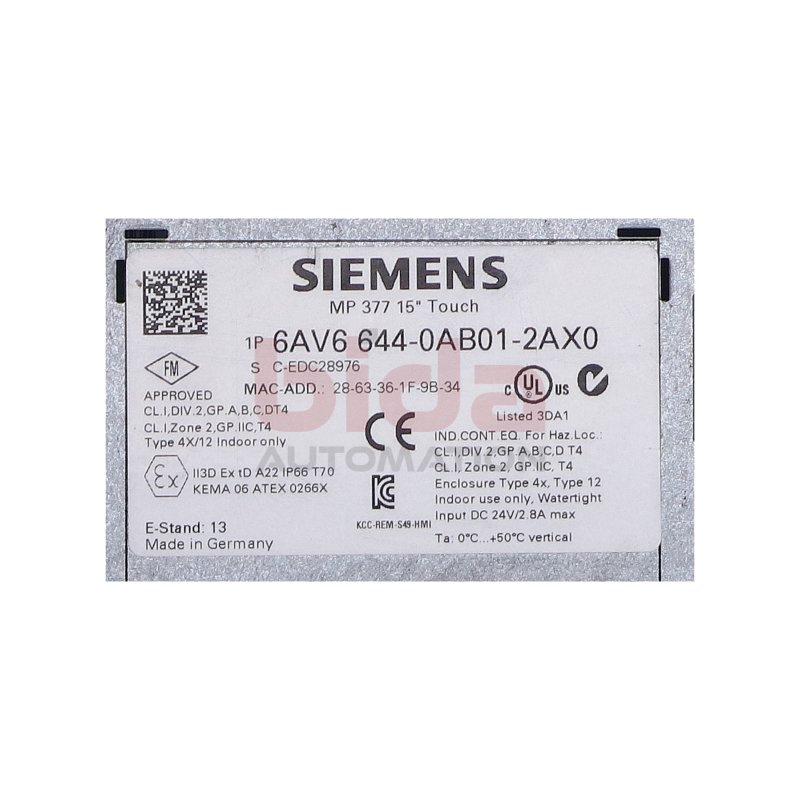 Siemens 6AV6644-0AB01-2AX0 / 6AV6 644-0AB01-2AX0  Touch Multi Panel 24V 2,8A