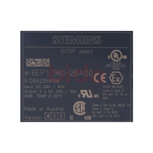 Siemens 6EP1961-2BA00 / 6EP1 961-2BA00 SITOP select Diagnostics module 24V 10A