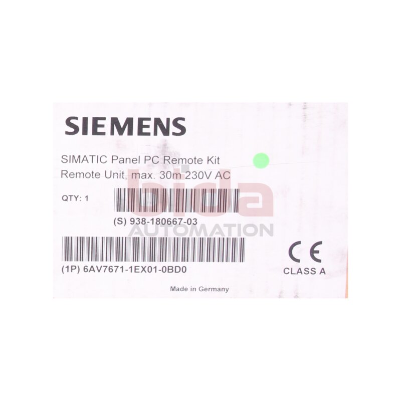 Siemens 6AV7671-1EX01-0BD0 / 6AV7 671-1EX01-0BD0 SIMATIC PANEL PC REMOTE KIT REMOTEBAUGRUPPE 120/240 V