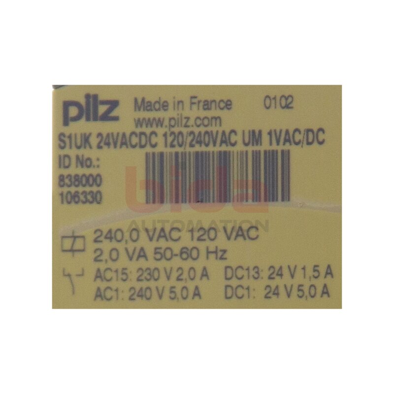 Pilz S1UK 24VACDC 120/240VAC UM 1VAC/DC  (838000) Sicherheitsrelais / Safety Relay