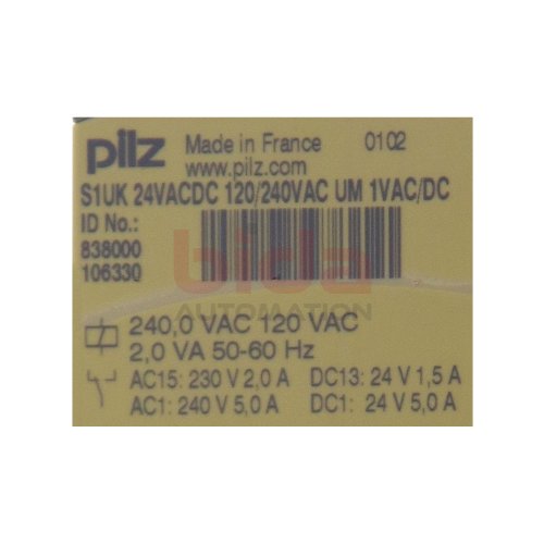 Pilz S1UK 24VACDC 120/240VAC UM 1VAC/DC  (838000) Sicherheitsrelais / Safety Relay