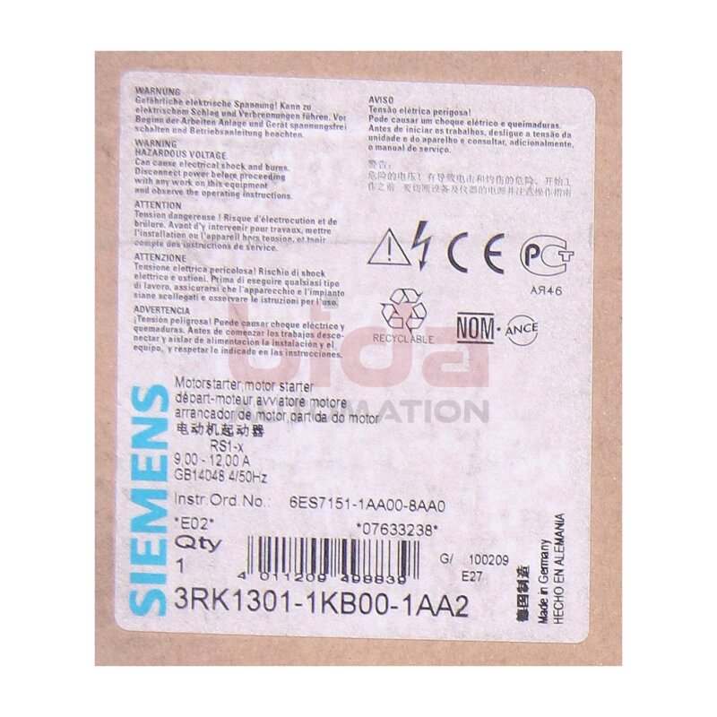 Siemens 3RK1301-1KB00-1AA2 / 3RK1 301-1KB00-1AA2  RS1-X f&uuml;r ET 200S Standard Reversierstarter 400V