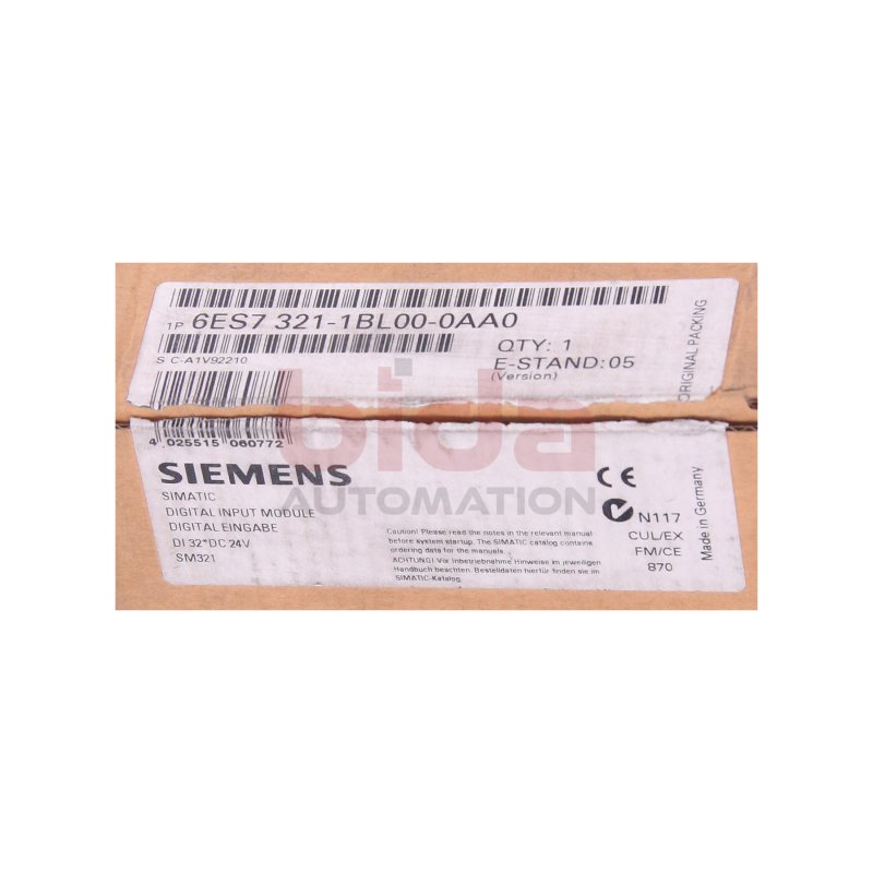Siemens 6ES7321-1BL00-0AA0 / 6ES7 321-1BL00-0AA0 Digitaleingabe / Digital Input 24V