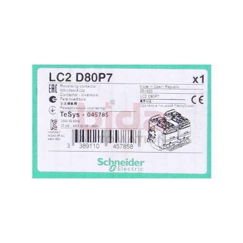 Schneider LC2D80P7 Wendesch&uuml;tzkombination / Reversible contactor combination 230V 80A