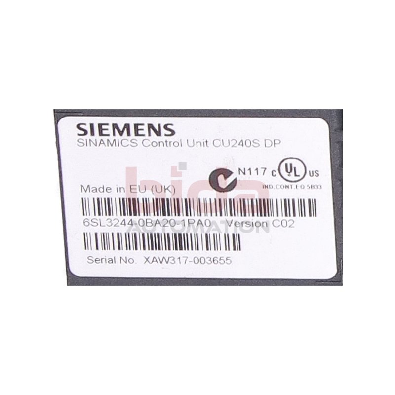 Siemens 6SL3244-0BA20-1PA0 / 6SL3 244-0BA20-1PA0 SINAMICS G120 Control Unit