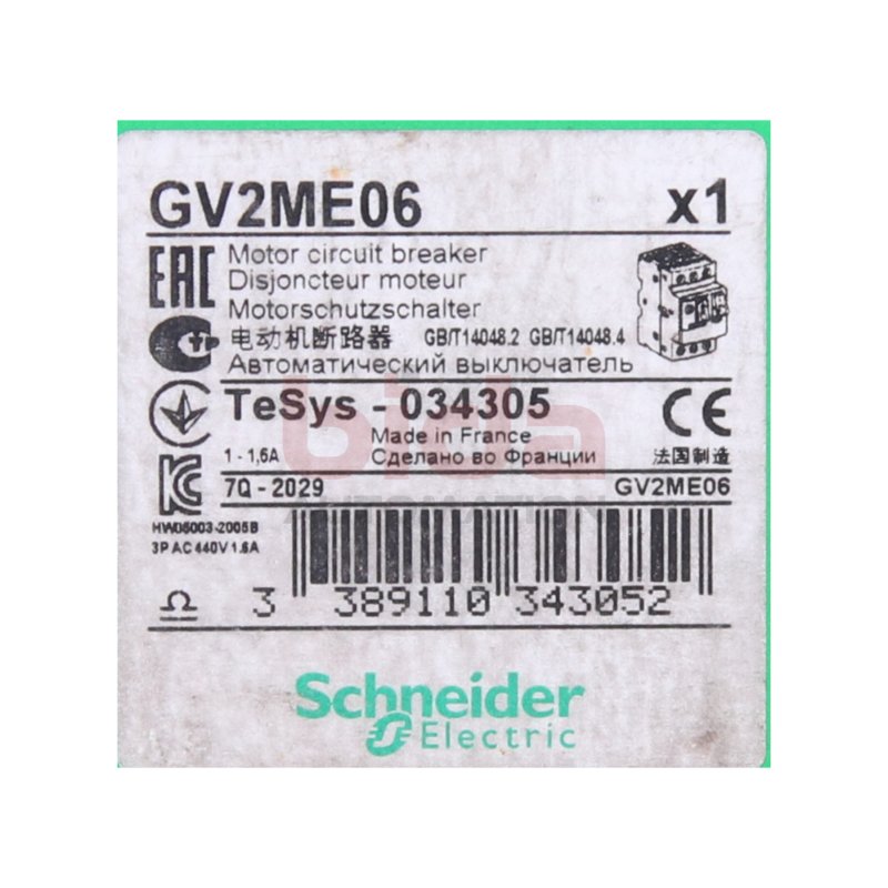 Schneider GV2ME06 Motorschutzschalter /Motor protection switch 440V 1,6A
