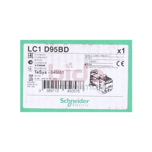 Schneider LC1D95BD Leistungssch&uuml;tz / Power Contactor 24VDC