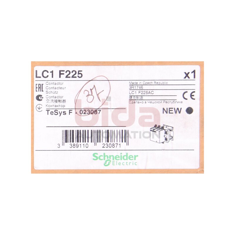 Schneider LC1F225 Leistungssch&uuml;tz / Power Contactor