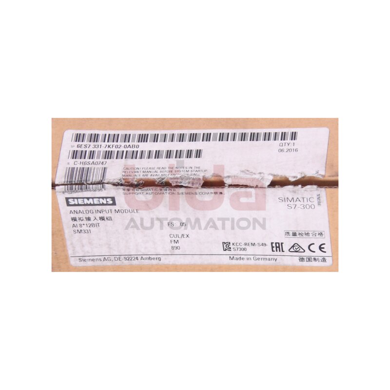 Siemens 6ES7331-7KF02-0AB0 SIMATIC S7-300, Analogeingabe SM 331