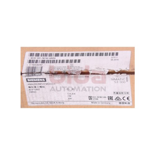 Siemens 6ES7331-7KF02-0AB0 SIMATIC S7-300, Analogeingabe SM 331