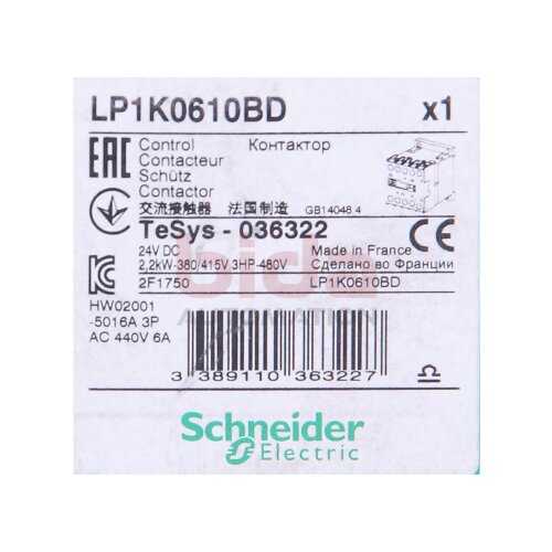 Schneider LP1K0610BD Leistungssch&uuml;tz / Power Contactor 24 VDC 6A