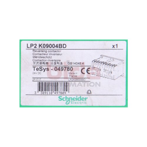 Schneider LP2K09004BD Wendesch&uuml;tzkombination / Reversible contactor combination 24 VDC