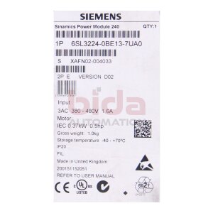 Siemens 6SL3224-0BE13-7UA0 / 6SL3 224-0BE13-7UA0 Power...