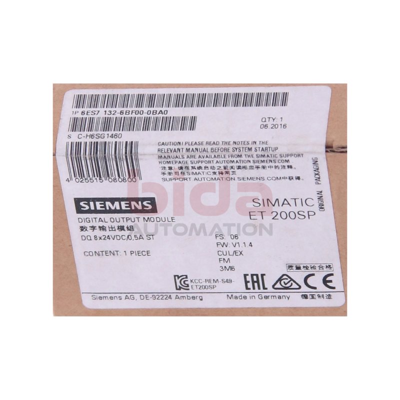 Siemens 6ES7 132-6BF00-0BA0 / 6ES7132-6BF00-0BA0 Ausgangsmodul / Output Module 24V