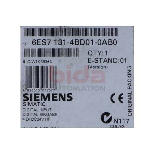 Siemens 6ES7131-4BD01-0AB0 / 6ES7 131-4BD01-0AB0 SIMATIC DP Digital Eingabe Digital input