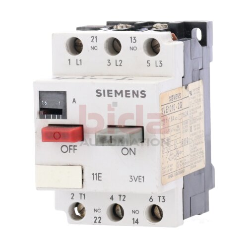 Siemens 3VE1010-2G / 3VE1 010-2G Leistungsschalter Circuit Breaker 1-1,6A 380V