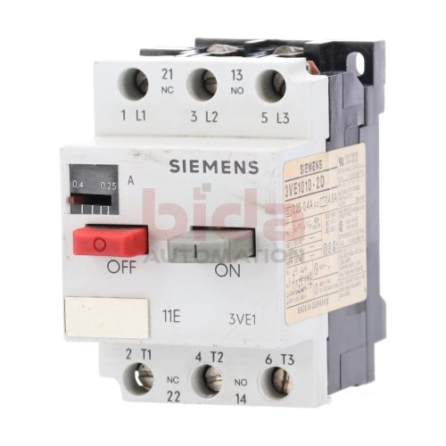 Siemens 3VE1010-2D Leistungsschalter Circuit Breaker 0,25-0,4A 380V