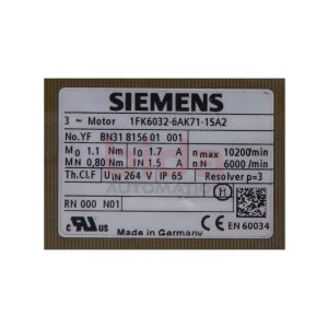 Siemens 1FK6032-6AK71-1SA2 / 1FK6 032-6AK71-1SA2...