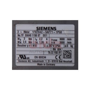 Siemens 1FK7042-5AF71-1PG0 / 1FK7 042-5AF71-1PG0 SIMOTICS...