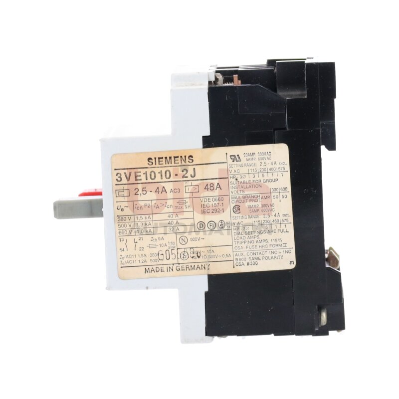 Siemens 3VE1010-2J Leistungsschalter Circuit Breaker 2,5-4A 380V