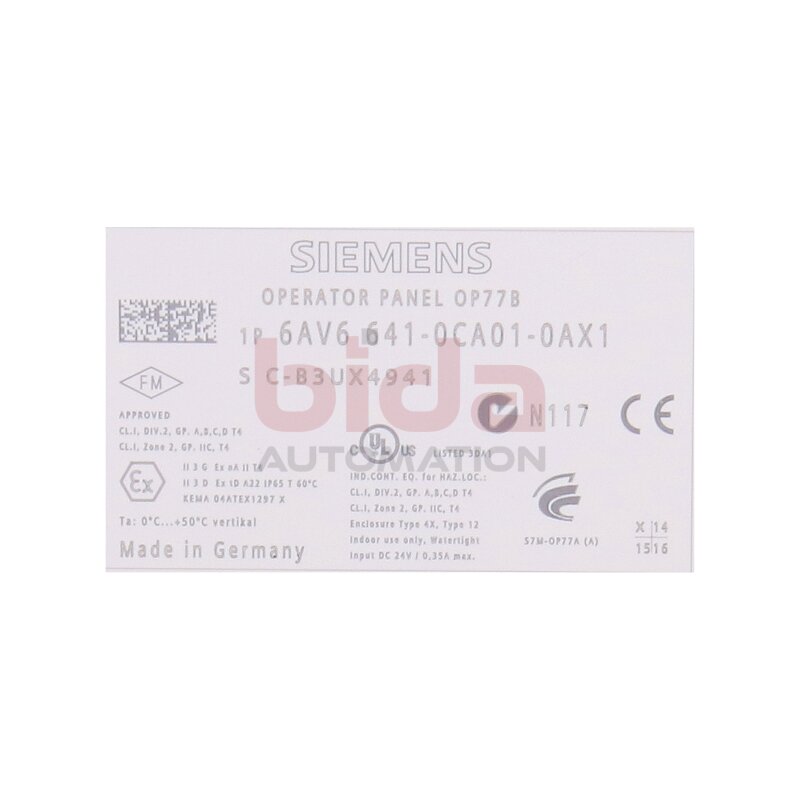 Siemens 6AV6641-0CA01-0AX1 / 6AV6 641-0CA01-0AX1 SIMATIC Operator Panel OP 77B LC-Display 12MB