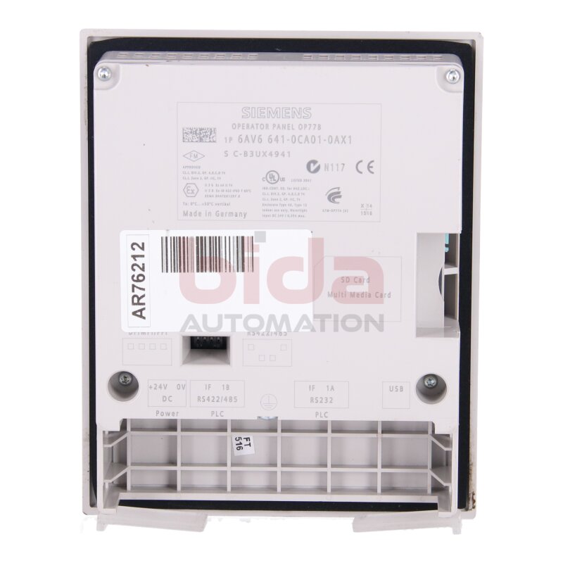 Siemens 6AV6641-0CA01-0AX1 / 6AV6 641-0CA01-0AX1 SIMATIC Operator Panel OP 77B LC-Display 12MB