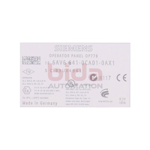 Siemens 6AV6641-0CA01-0AX1 / 6AV6 641-0CA01-0AX1 SIMATIC Operator Panel OP 77B LC-Display 12MB
