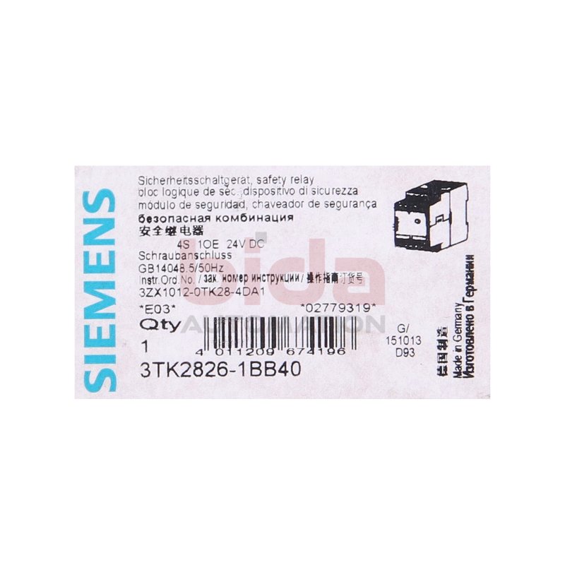 Siemens 3TK2826-1BB40 / 3TK2 826-1BB40 Sicherheitsschaltger&auml;t / Safety switching device 24V