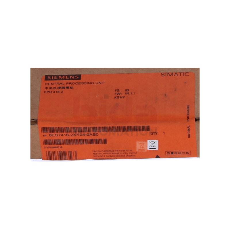 Siemens 6ES7416-2XK04-0AB0 / 6ES7 416-2XK04-0AB0 SIMATIC S7-400, CPU 416-2