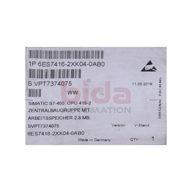 Siemens 6ES7416-2XK04-0AB0 / 6ES7 416-2XK04-0AB0 SIMATIC S7-400, CPU 416-2