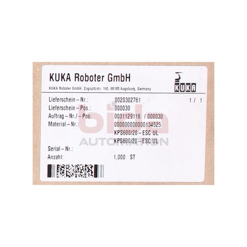 KUKA KPS-600/20-ESC (E93DE143E4B531XX3E14) Netzteil  / power supply 400/480V 20A 565/675VDC 25A