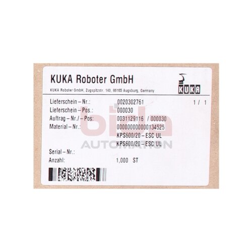 KUKA KPS-600/20-ESC (E93DE143E4B531XX3E14) Netzteil  / power supply 400/480V 20A 565/675VDC 25A
