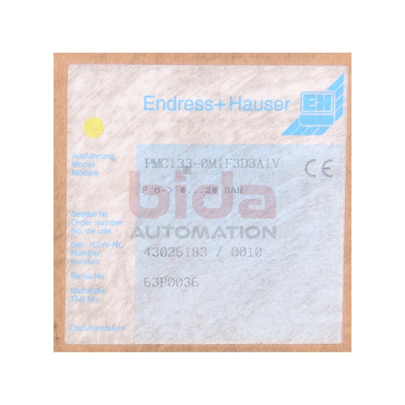 Endress+Hauser PMC133-0M1F3D3A1V Drucksensor / Pressure sensor