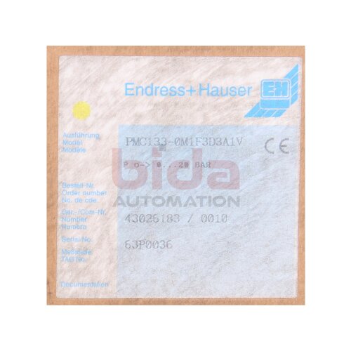 Endress+Hauser PMC133-0M1F3D3A1V Drucksensor / Pressure sensor