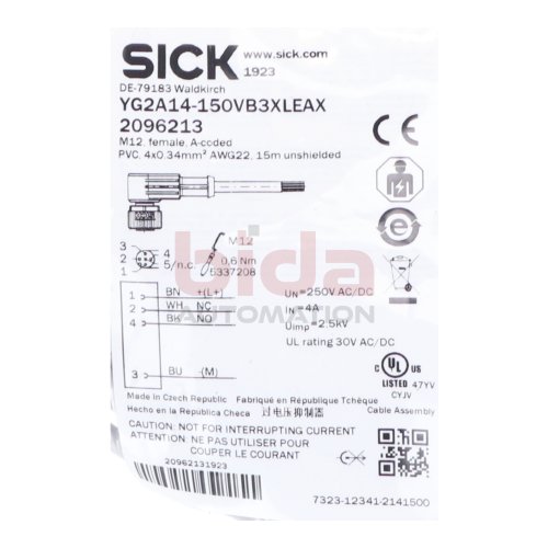 Sick YG2A14-150VB3XLEAX Sensor-/ Aktor- Leitung / Sensor/actuator cable 15m