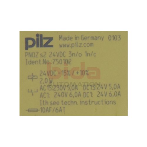 Pilz PNOZ s2 24VDC 3n/o 1n/c (750102) Sicherheitsschaltger&auml;t  / Safety switching device 24VDC