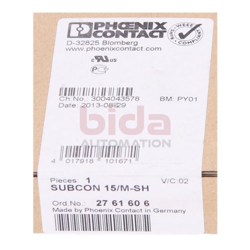 Phoenix SUBCON 15/M-SH (2761606) Busstecker / Bus connector