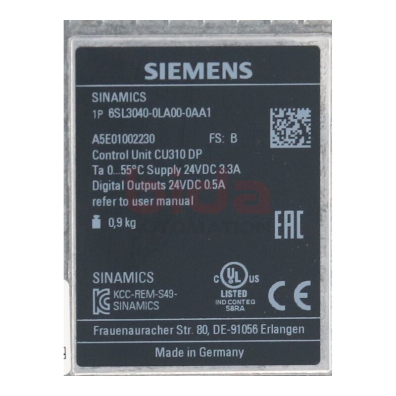 Siemens 6SL3040-0LA00-0AA1 SINAMICS Control Unit
